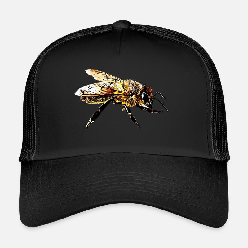 Biene - Trucker Cap - Schwarz/Schwarz