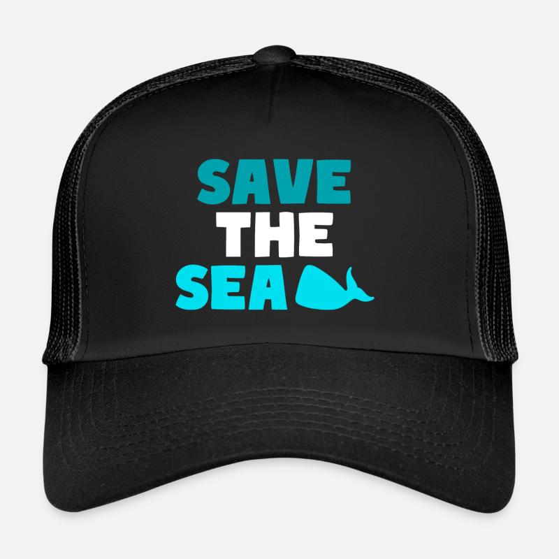 SAVE THE SEA Oceans Climate Environment - Trucker Cap - black/black