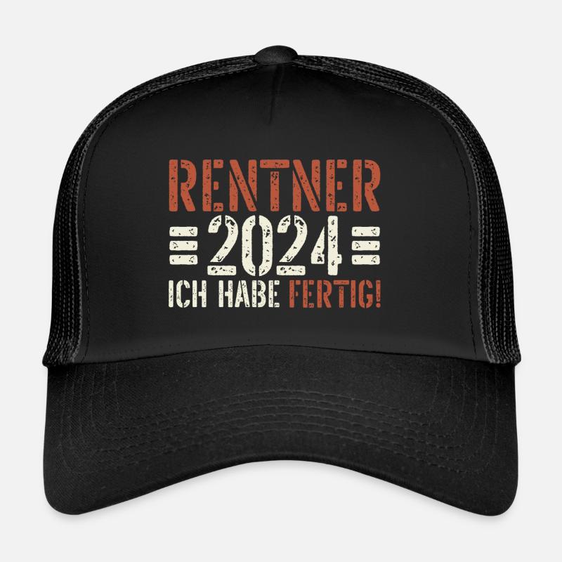 Rentner 2024 Rente Ruhestand 2024 Geschenk - Trucker Cap - Schwarz/Schwarz