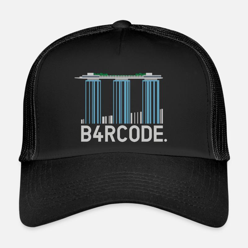 B4RCODE. Singapour - Casquette trucker  - noir/noir