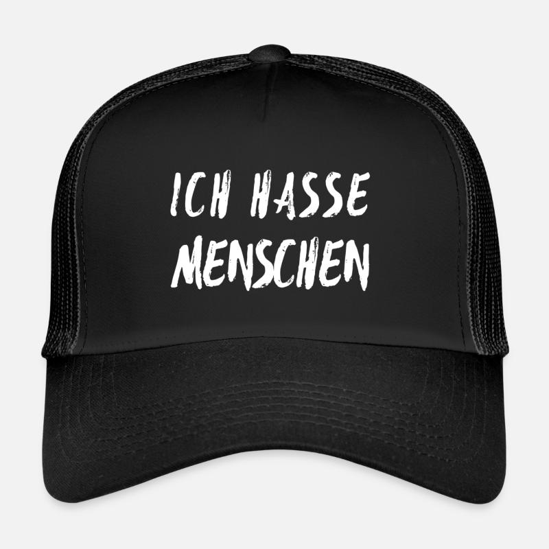 Ich hasse Menschen - Trucker Cap - Schwarz/Schwarz