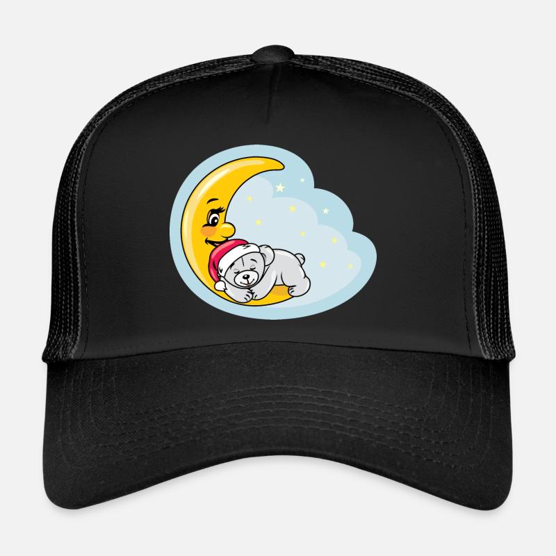 Sleeping teddy bear on the moon Trucker Cap