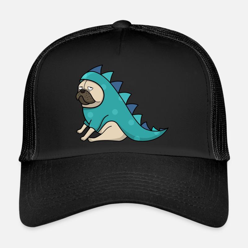 Dino Pug - Trucker Cap - Schwarz/Schwarz