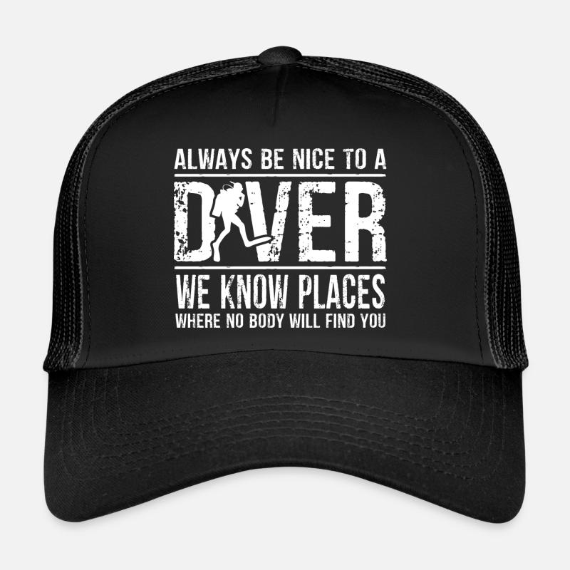 Scuba Diving Funny Diver Gift - Trucker Cap - Schwarz/Schwarz