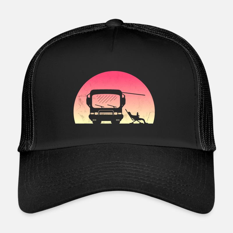 Camping-car classique au coucher du soleil - cadeau du propriétaire Casquette trucker 