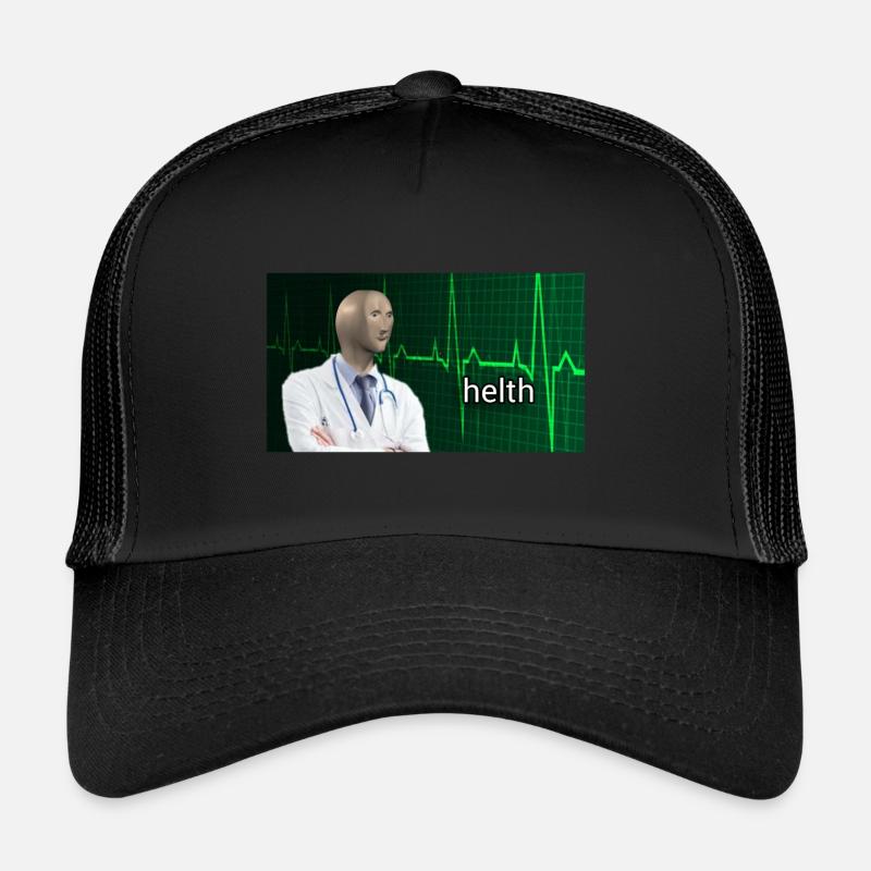 Stonks Helth Dank Meme - Trucker Cap - Schwarz/Schwarz