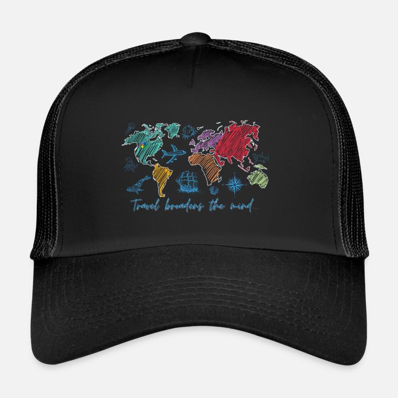 Travel Broadens The Mind - Trucker Cap - Schwarz/Schwarz