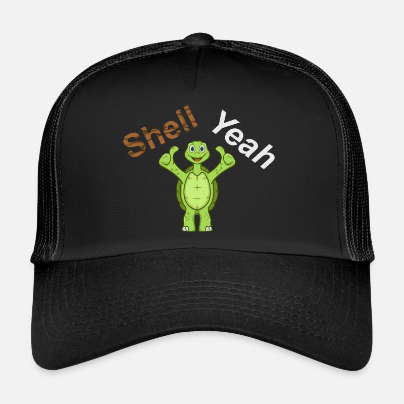 Shell Yeah Schildkröte Turtle - Trucker Cap - Schwarz/Schwarz
