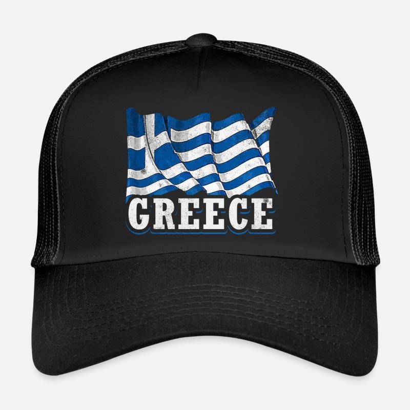Griechische Flagge - Trucker Cap - Schwarz/Schwarz