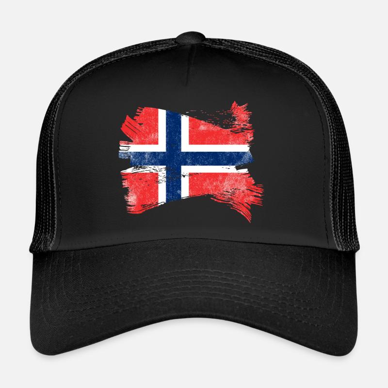 Norwegen Flagge - Trucker Cap - Schwarz/Schwarz