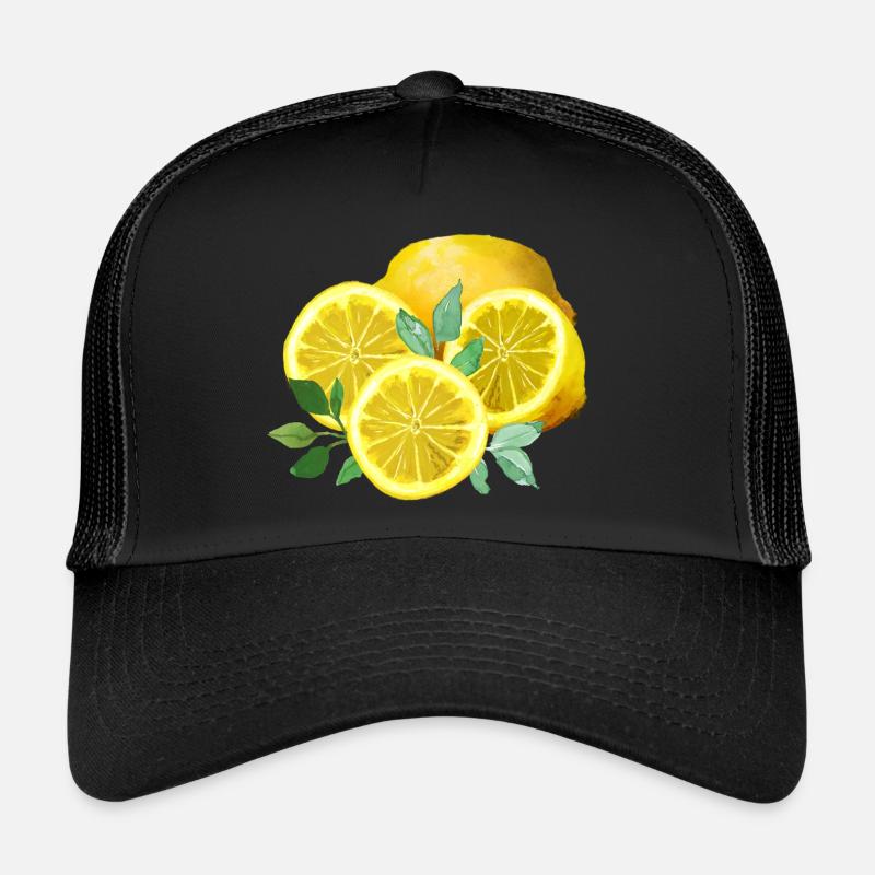 Citrons, jaunes, tranches de citron Casquette trucker 