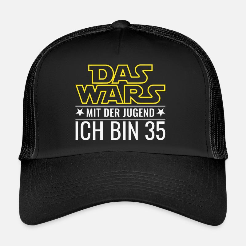 35. Geburtstag Das Wars Mit der Jugend Ich bin 35 - Trucker Cap - Schwarz/Schwarz