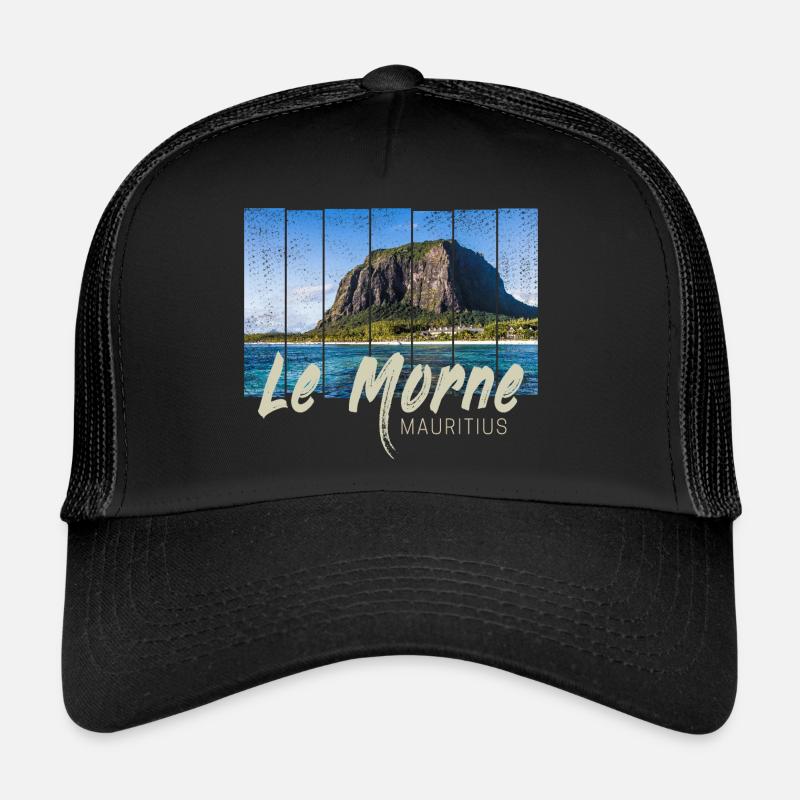Le Morne Mauritius Strand Souveni - Trucker Cap - Schwarz/Schwarz