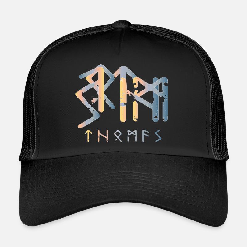 Thomas - Binderune - Namensrune - Trucker Cap - Schwarz/Schwarz