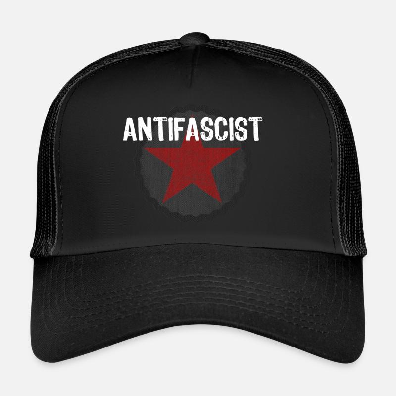 ANTIFA ROTER STERN - Trucker Cap - Schwarz/Schwarz