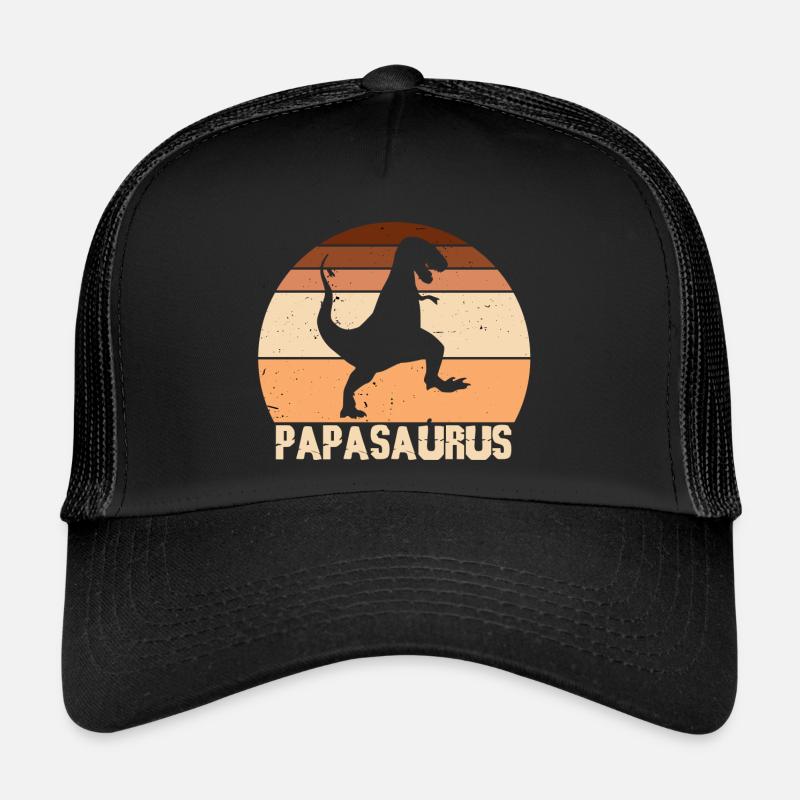 Papasaurus Papa Retro Vintage Father's Day - Trucker Cap - black/black