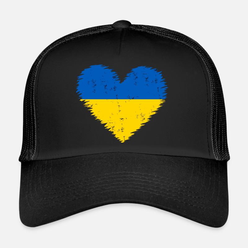 Ukraine Heart Flag Trucker Cap