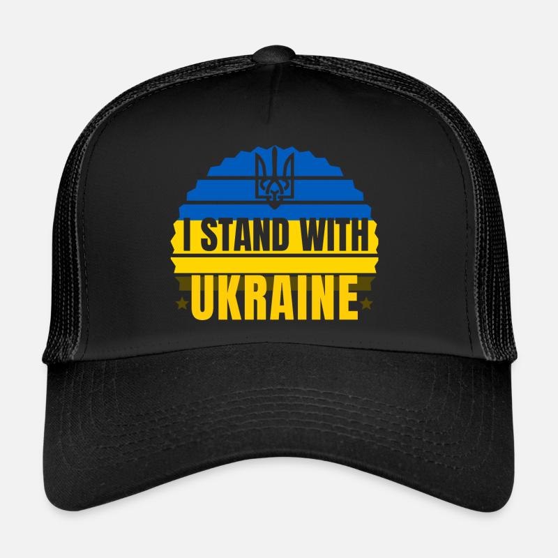 Ich stehe mit der Ukraine - Trucker Cap - Schwarz/Schwarz
