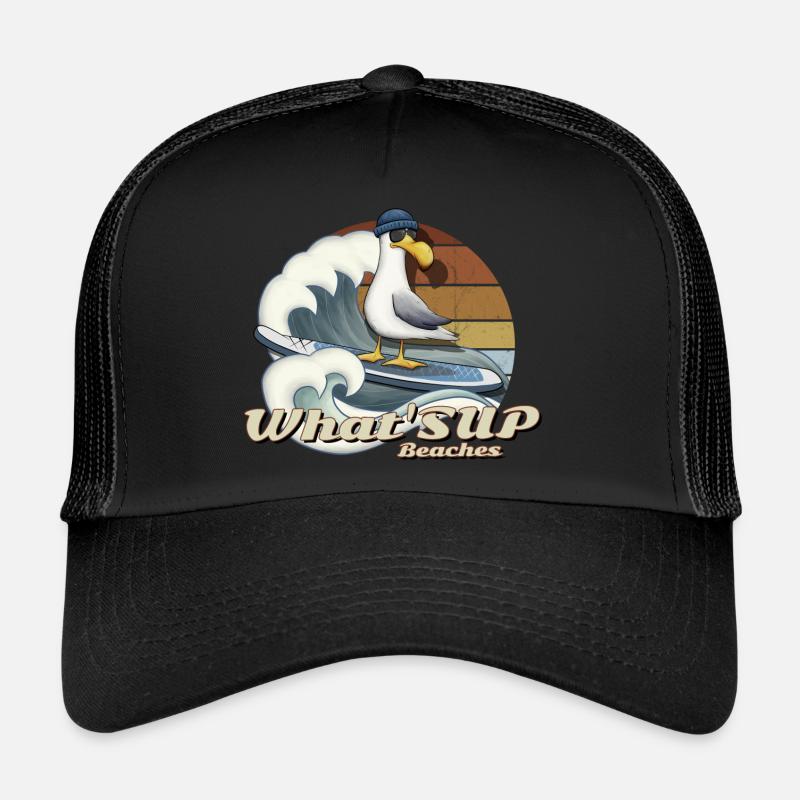 WHAT SUP Beaches Stand Up Paddel Surfer Möwe Trucker Cap