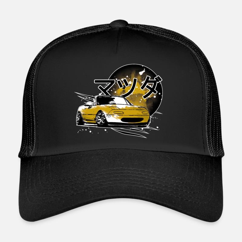 Japanisches Auto Miata Mx5 gelb - Trucker Cap - Schwarz/Schwarz