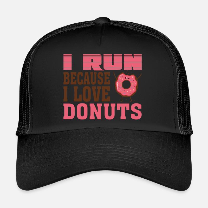 Je cours parce que j’aime les beignets - Casquette trucker  - noir/noir