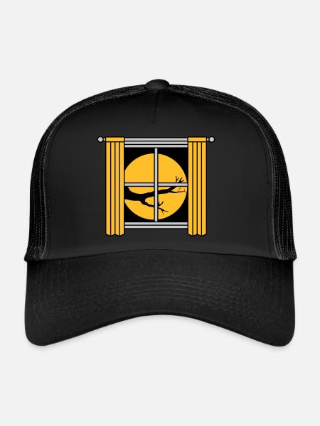 Fenêtre de l’arbre Moon Night - Casquette trucker  - noir/noir - Devant