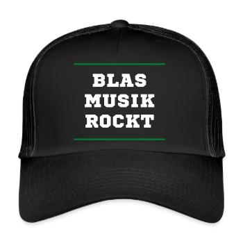 Blasmusik rockt - Trucker Cap - Schwarz/Schwarz - Vorne