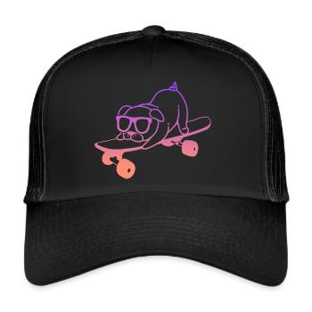 Skateboarding Hund Skateboard Tricks Skater - Trucker Cap - Schwarz/Schwarz - Vorne