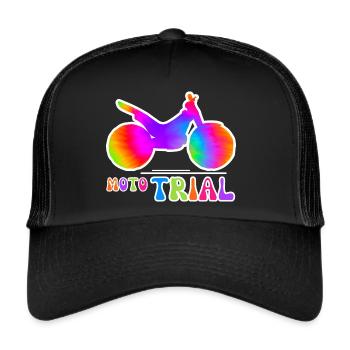 TRIAL Batik Retro - Trialbike Moto Sport - Casquette trucker  - noir/noir - Devant