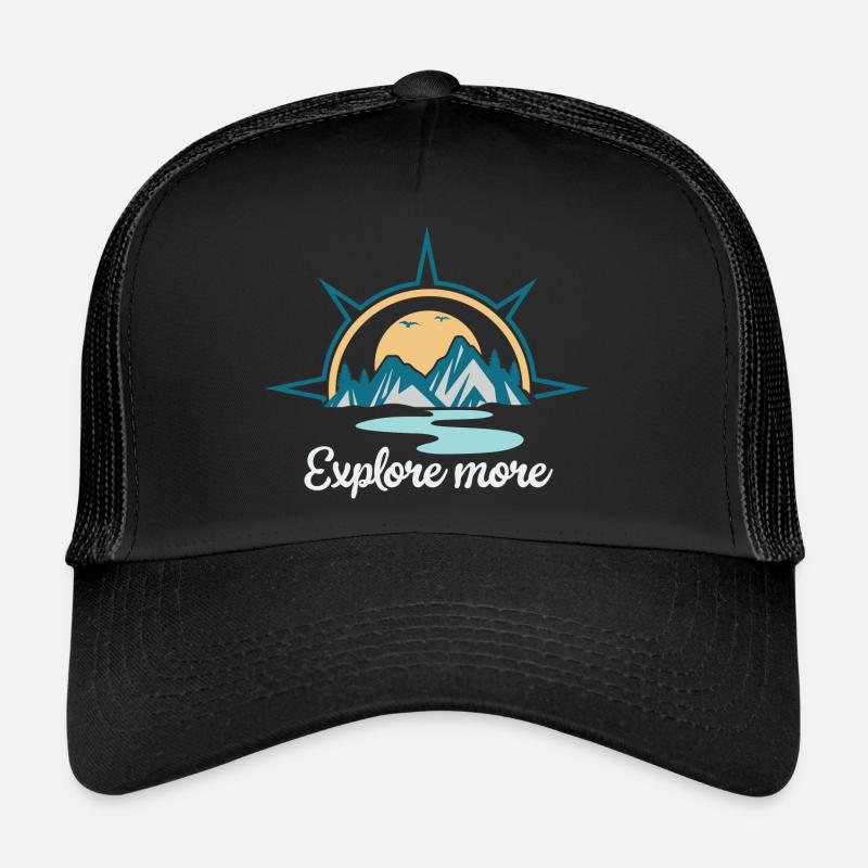 Discover more. explore more. hiking, exploring, Trucker Cap