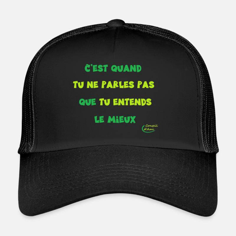 65 - Se taire et écouter - Casquette trucker - noir/noir