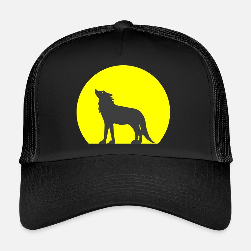 Silhouette Wolf und Mond Trucker Cap