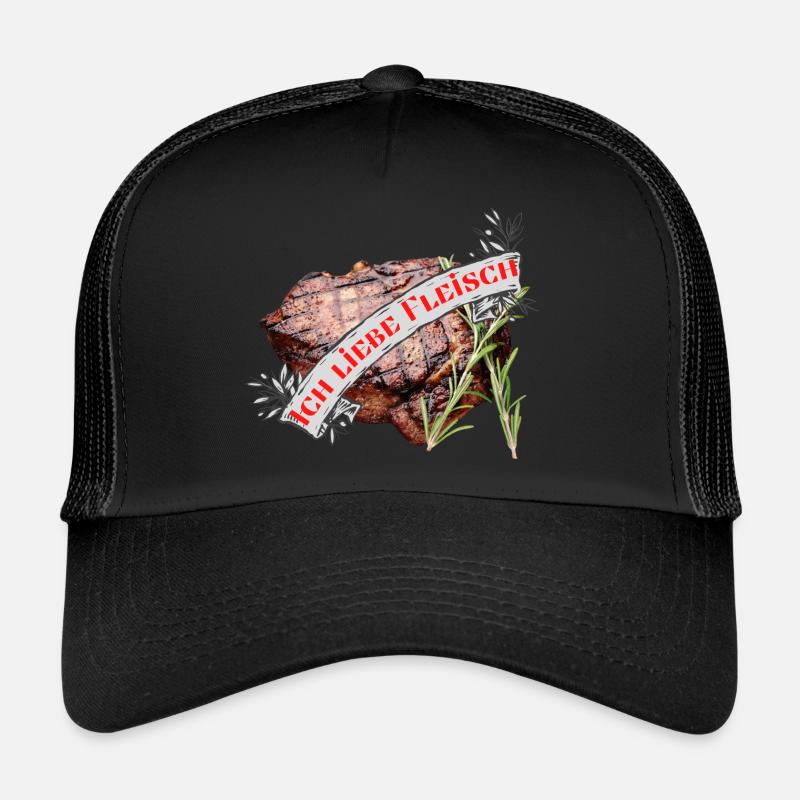 Ich liebe Fleisch - Trucker Cap - Schwarz/Schwarz
