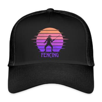 Fencing girls fencing épée fencer - Trucker Cap - black/black - Front