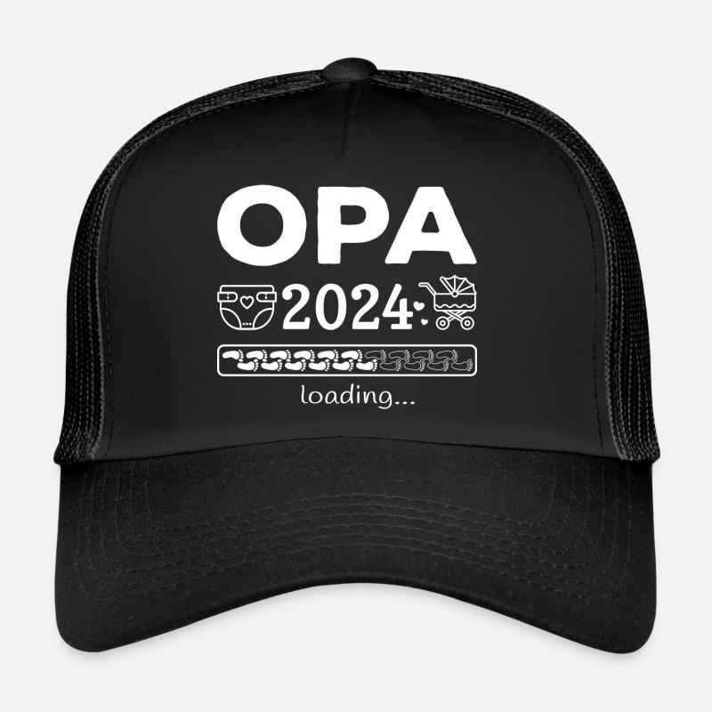 Opa 2024 loading Nachwuchs Schwangerschaft - Trucker Cap - Schwarz/Schwarz
