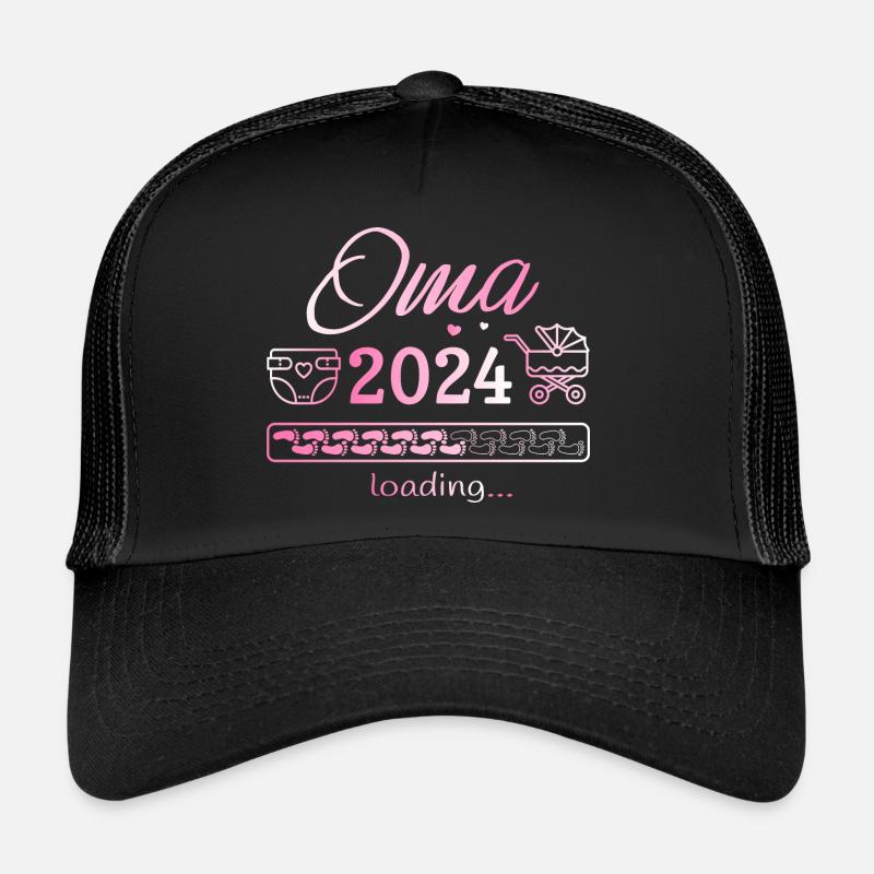 Oma 2024 loading Nachwuchs Schwangerschaft - Trucker Cap - Schwarz/Schwarz