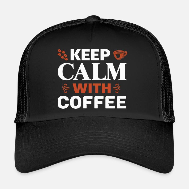 Restez calme avec le café - Casquette trucker  - noir/noir