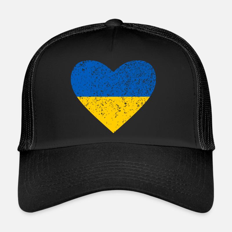 Ukraine, coeur bleu et jaune Casquette trucker 