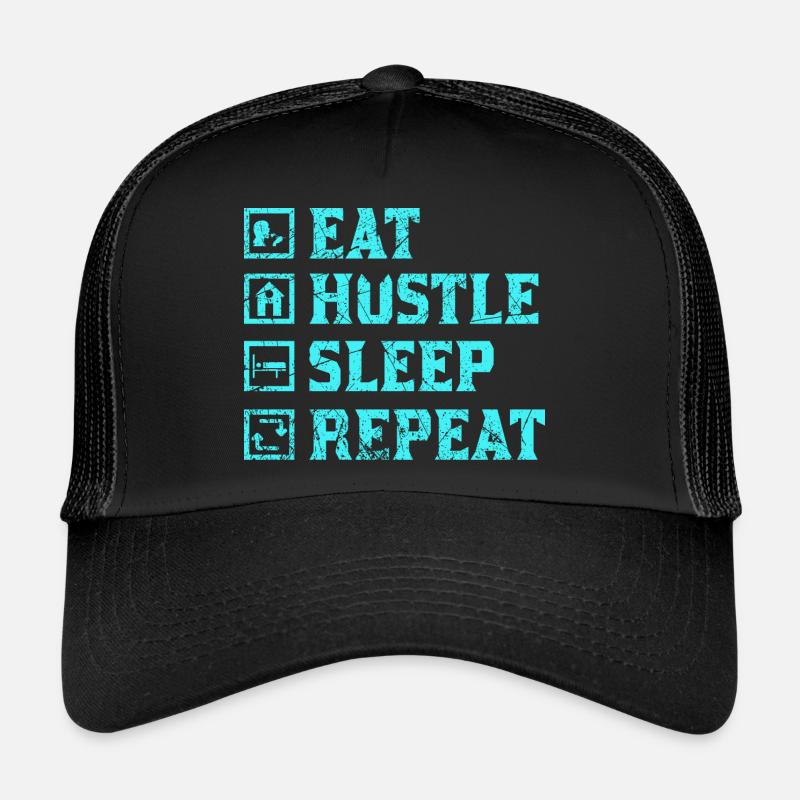 Eat hustle sleep repeat - Trucker Cap - Schwarz/Schwarz