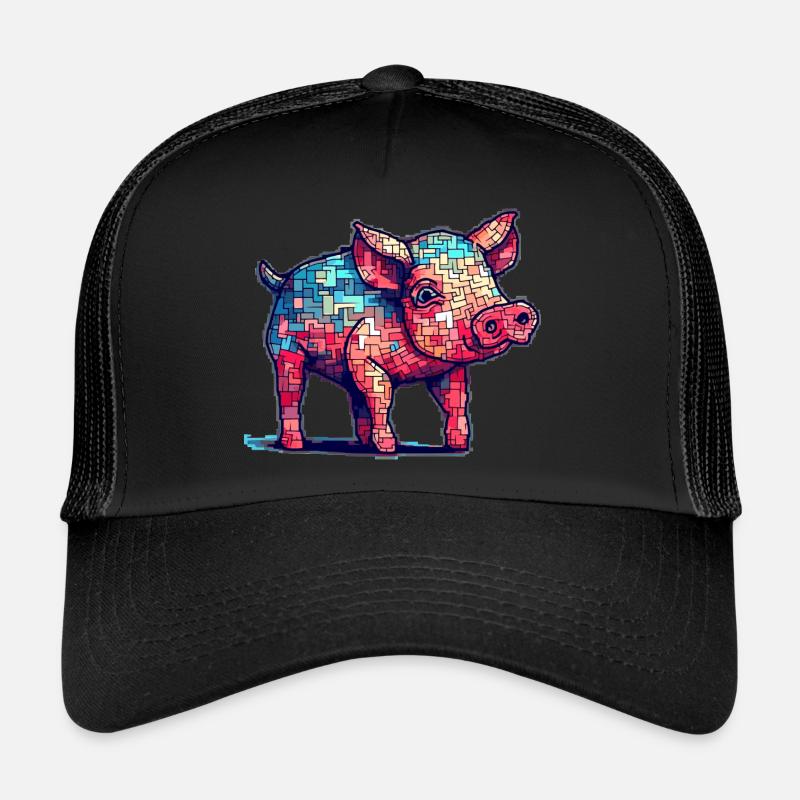 Retro Schwein in cooler 8 Bit Grafik Trucker Cap