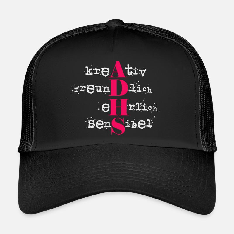 adhs - Trucker Cap - Schwarz/Schwarz