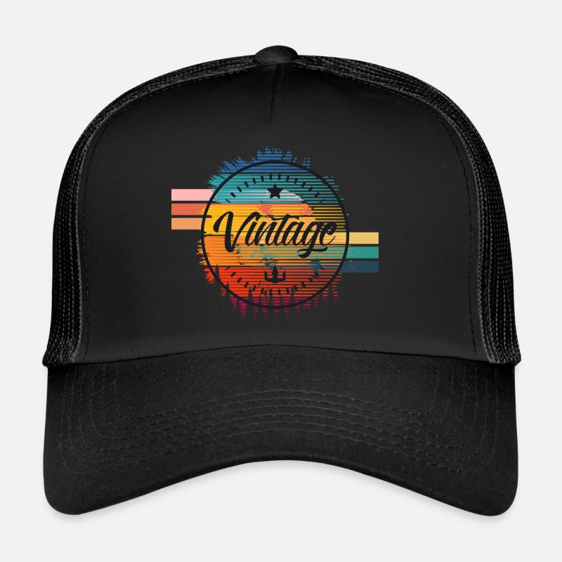 Vintage - Trucker Cap - Schwarz/Schwarz