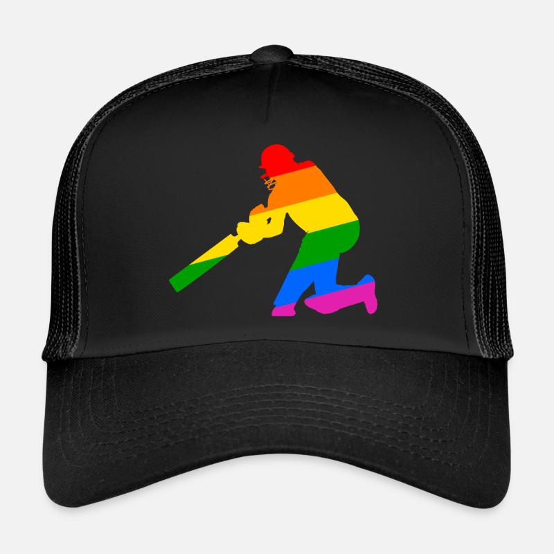 Cricket Player with Rainbow Gift Idea Trucker Cap