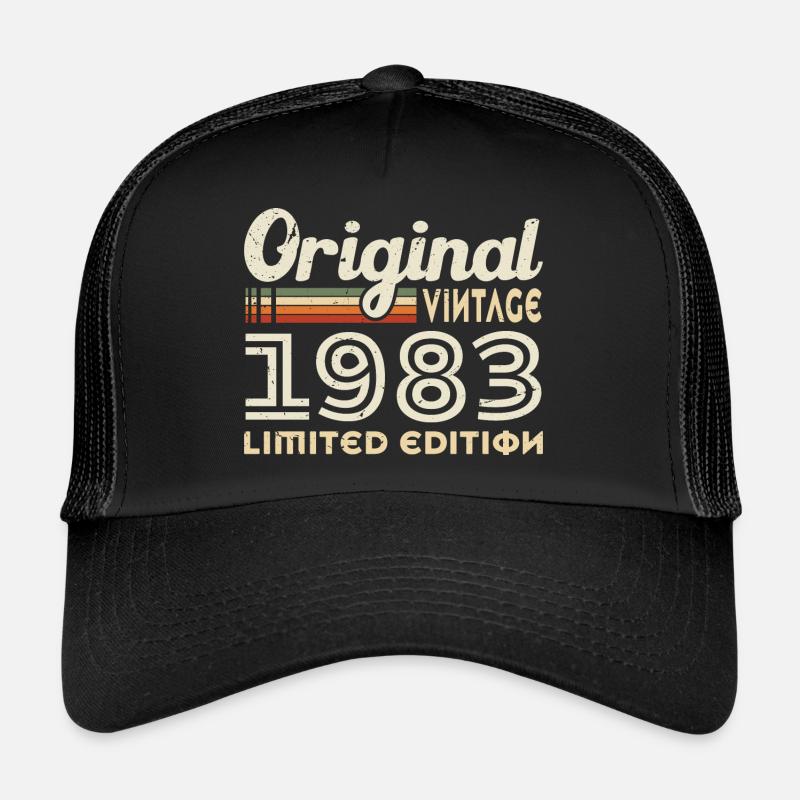 Original 1983 Vintage Geburtstagsgeschenk - Trucker Cap - Schwarz/Schwarz
