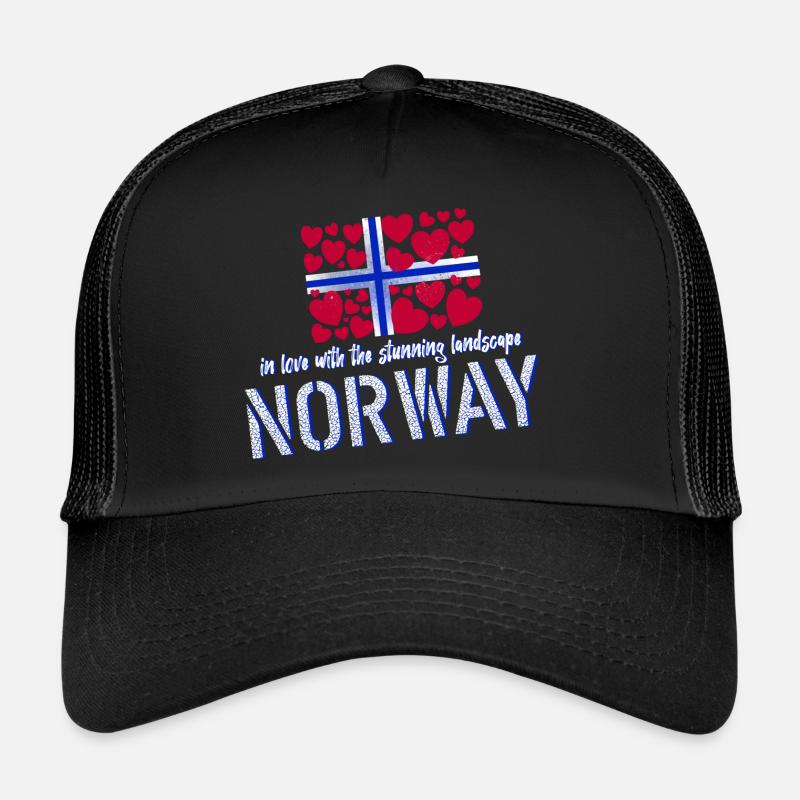 Norwegen Norge Norway - Trucker Cap - Schwarz/Schwarz