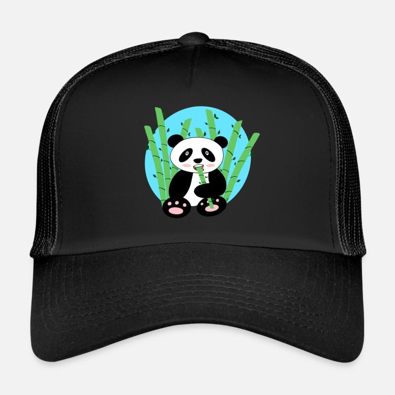 Panda and bamboo - Trucker Cap - black/black