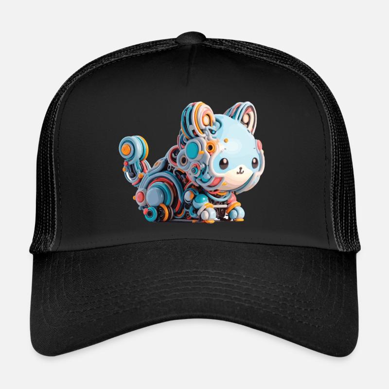Chat Robot Abstrait Coloré Casquette trucker 