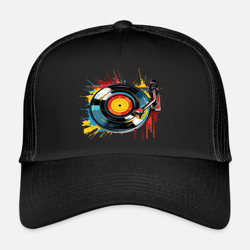Vinyl Record LP Turntable Retro Trucker Cap