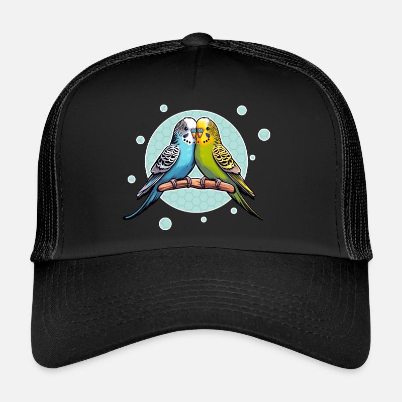 Wellensittiche Sittiche Papagei Vögel - Trucker Cap - Schwarz/Schwarz