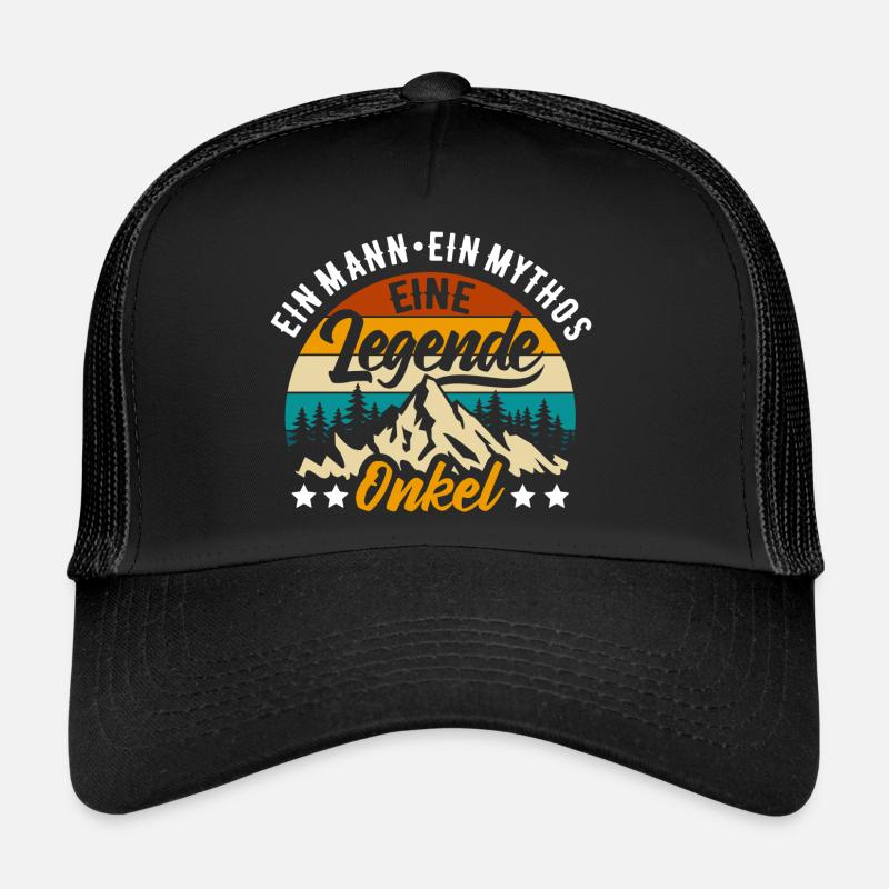 Mann, Mythos, Legende - Onkel Name eintragen - Trucker Cap - Schwarz/Schwarz